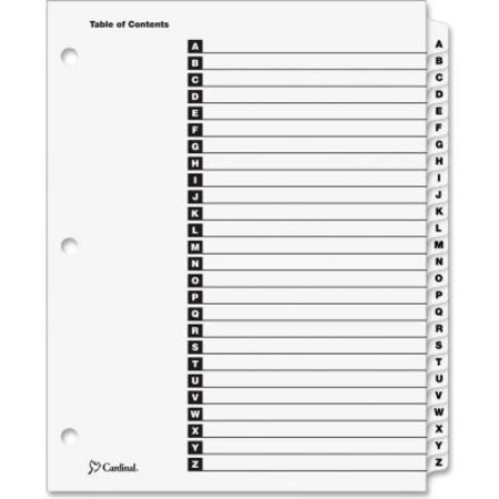 CARDINAL BRANDS Cardinal OneStep Printable T.O.C. Divider, Printed A to Z, 9"x11", 26 Tabs, White/White 60213